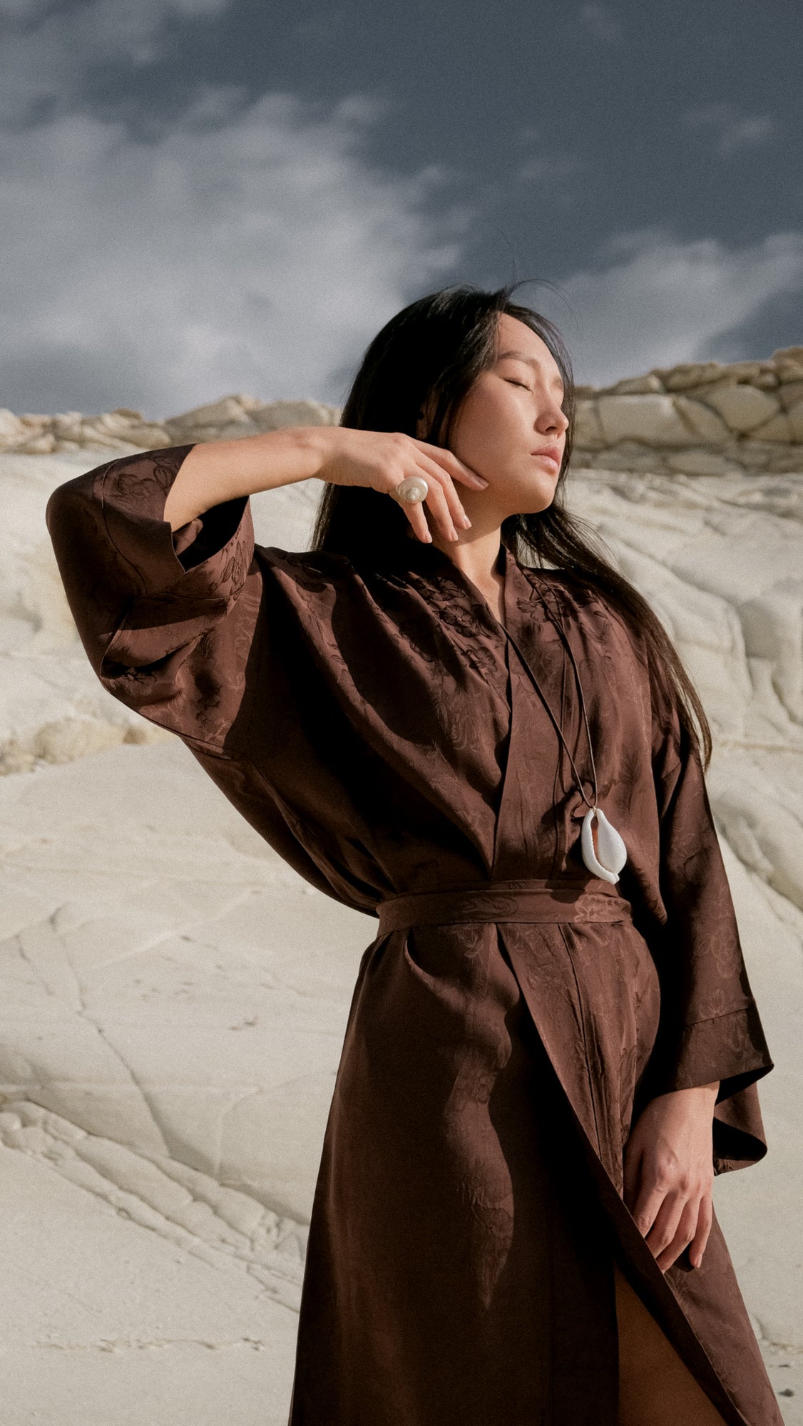 CHINESE STYLE KIMONO WITH PATTERN MAXI