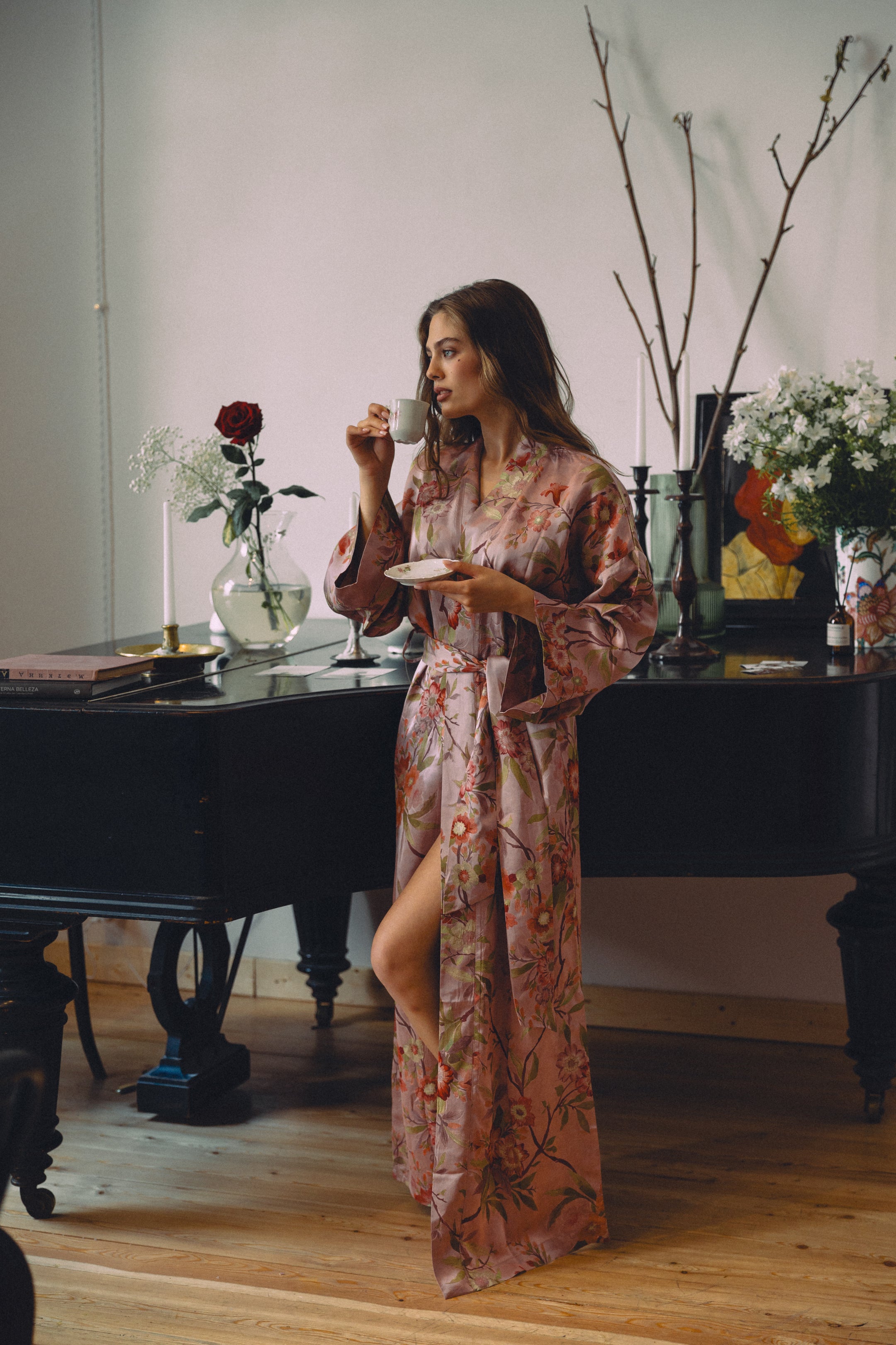 CHINESE STYLE KIMONO WITH PATTERN MAXI