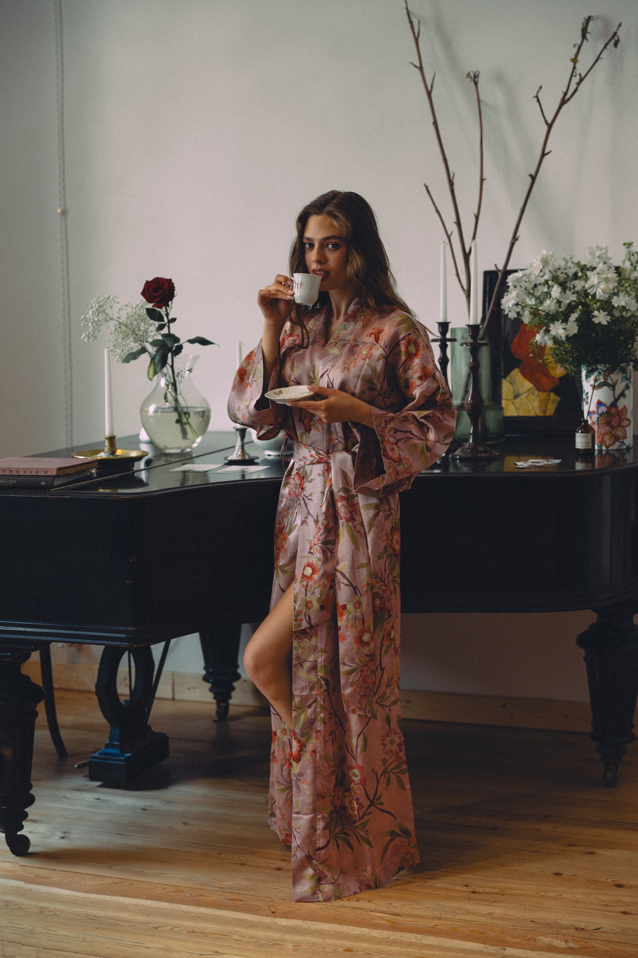 CHINESE STYLE KIMONO WITH PATTERN MAXI