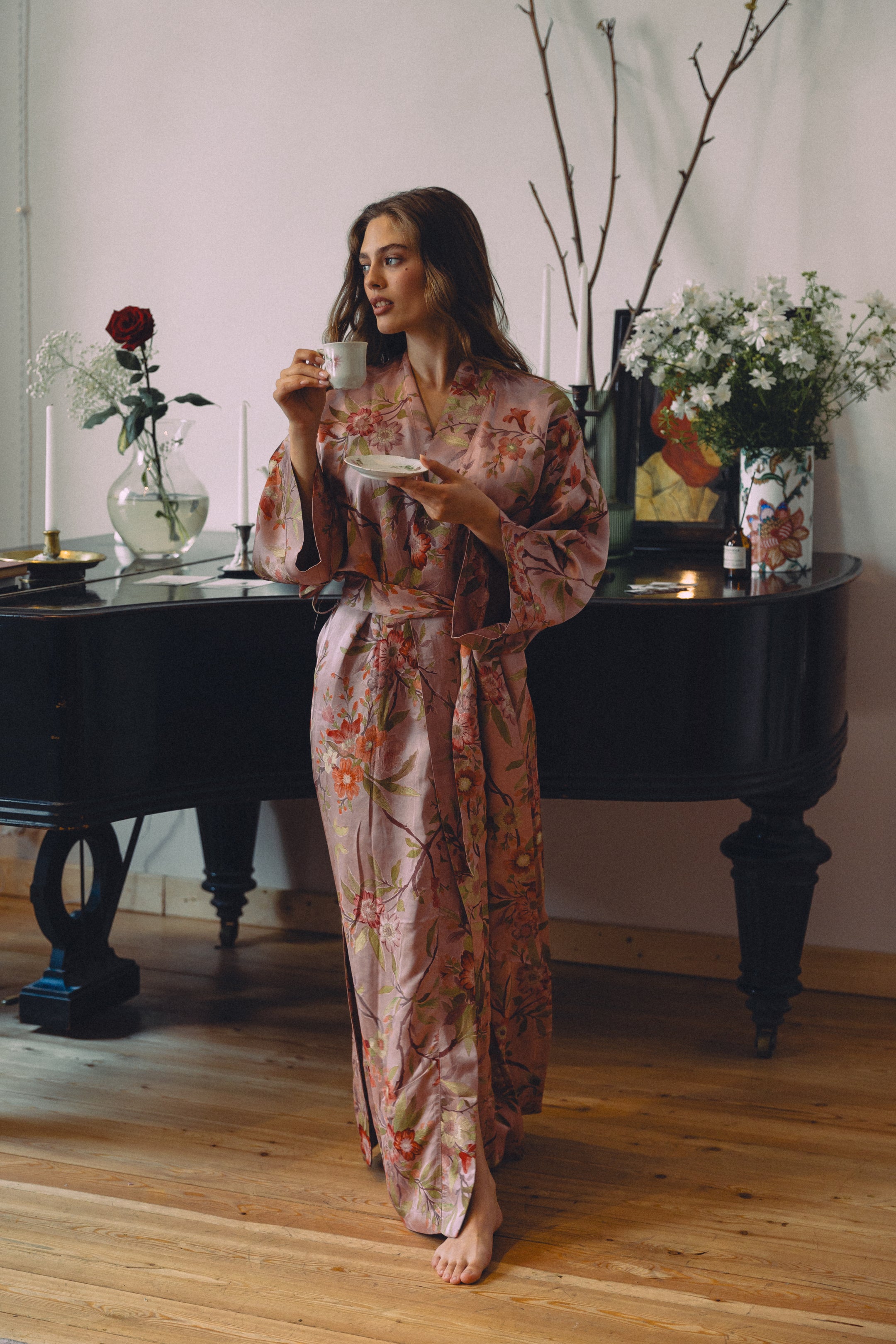 CHINESE STYLE KIMONO WITH PATTERN MAXI