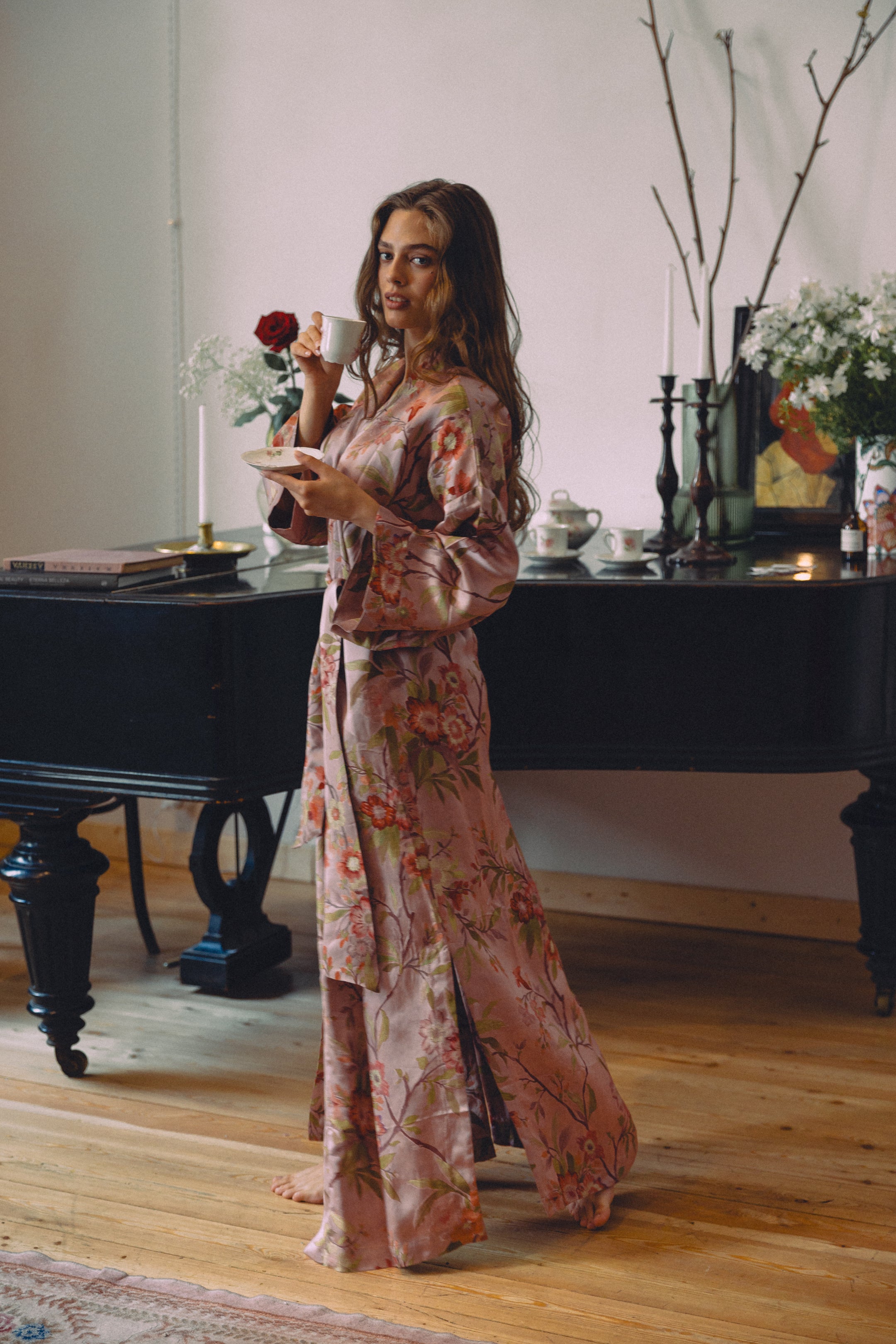 CHINESE STYLE KIMONO WITH PATTERN MAXI