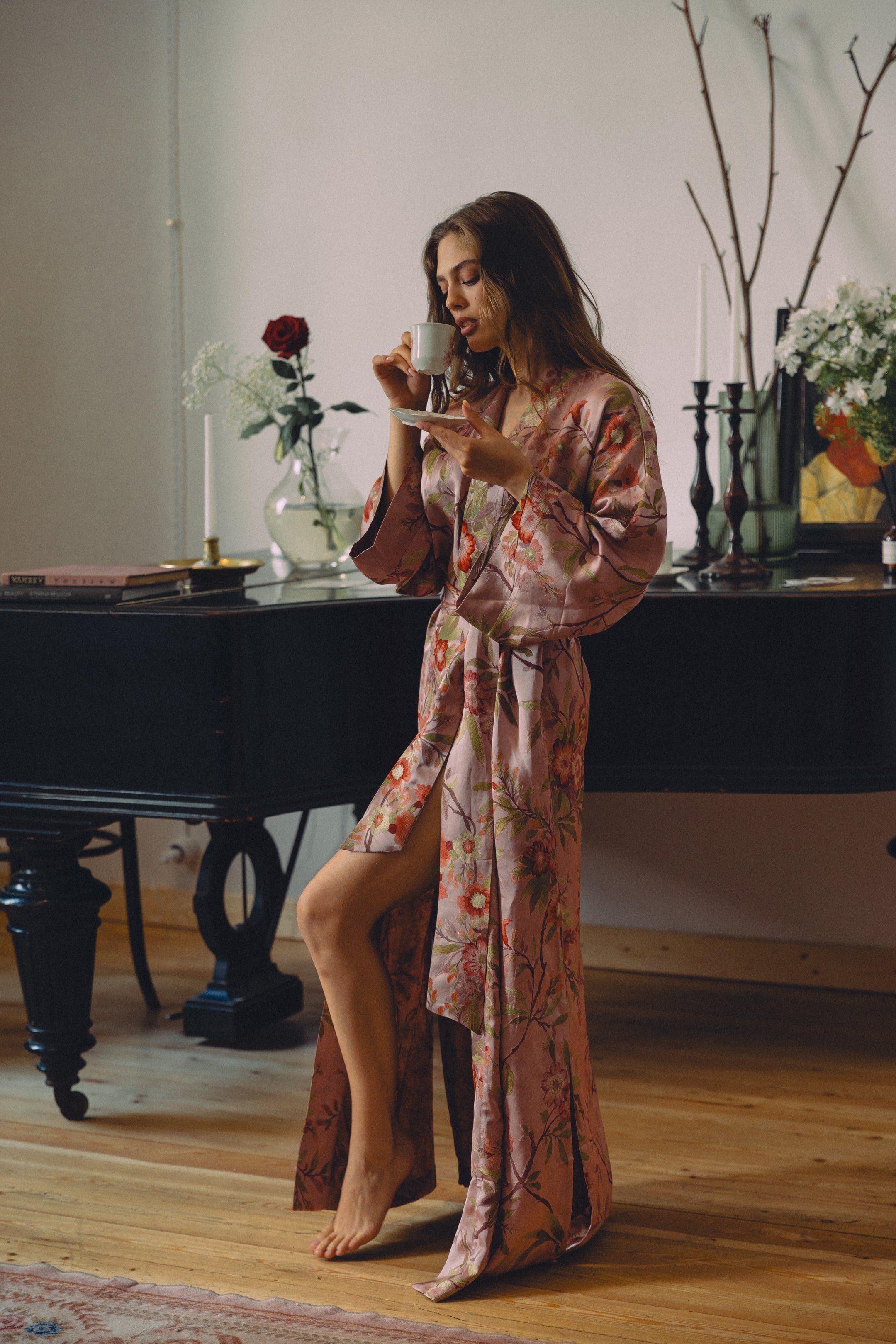 CHINESE STYLE KIMONO WITH PATTERN MAXI