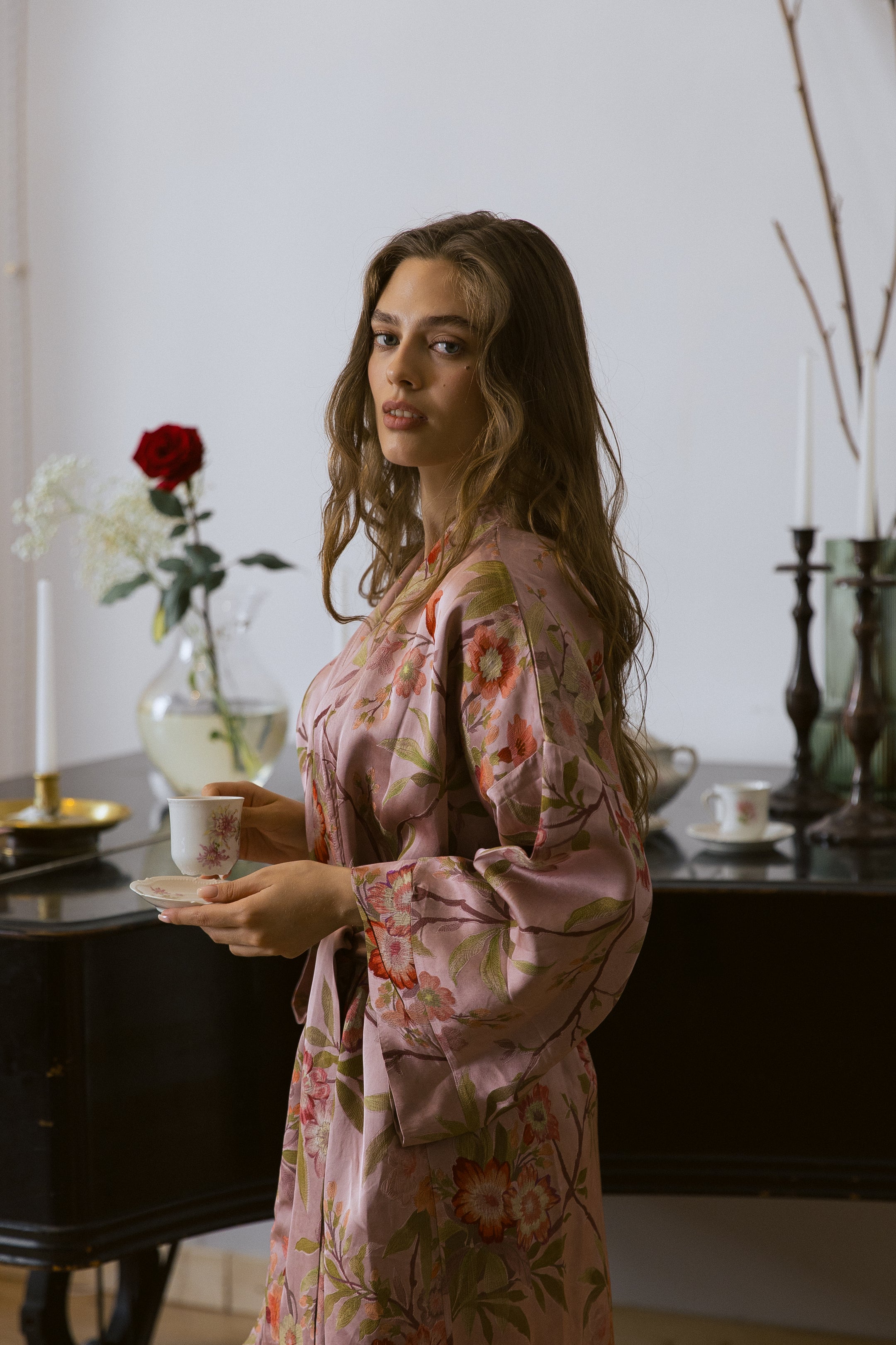 CHINESE STYLE KIMONO WITH PATTERN MAXI