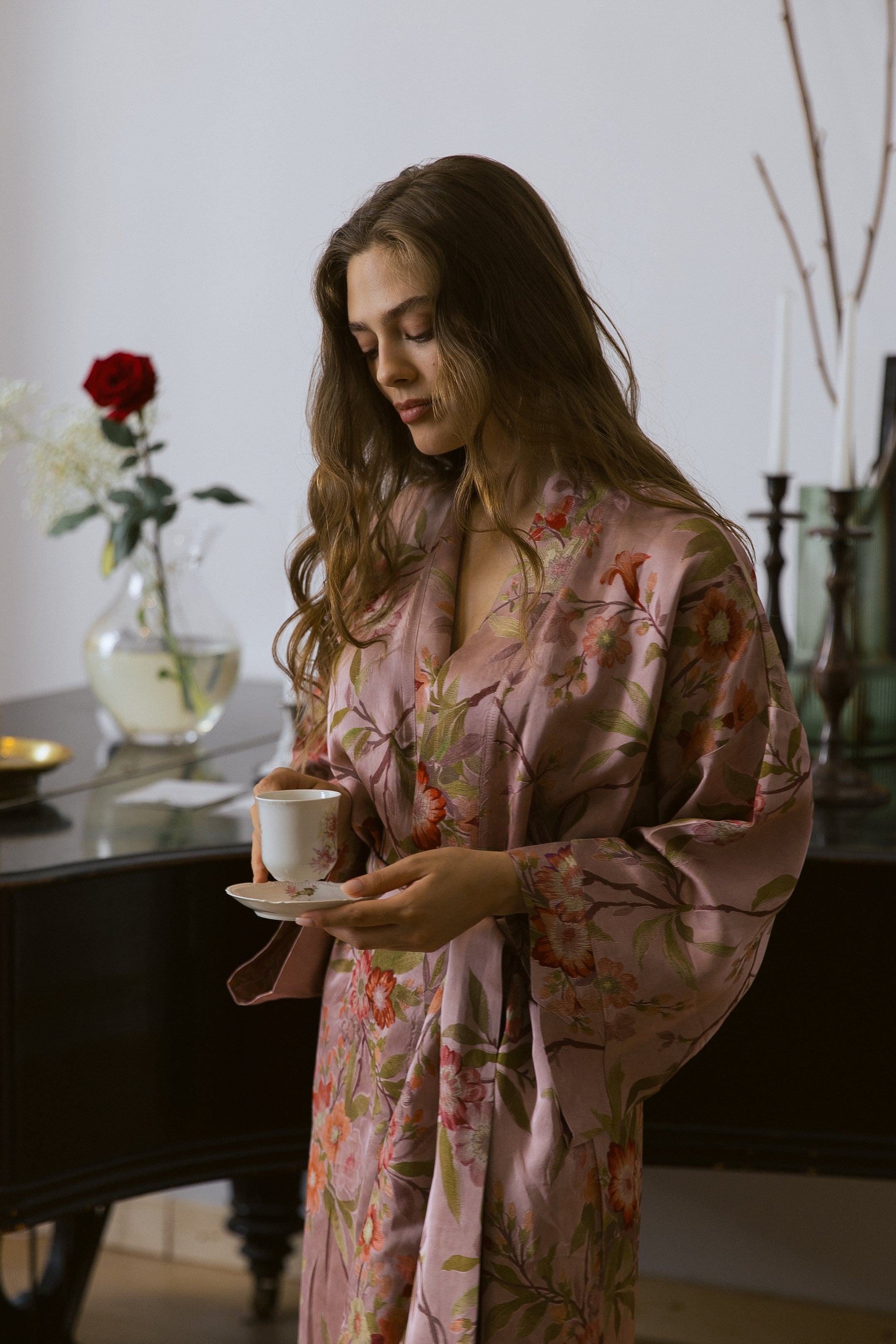 CHINESE STYLE KIMONO WITH PATTERN MAXI