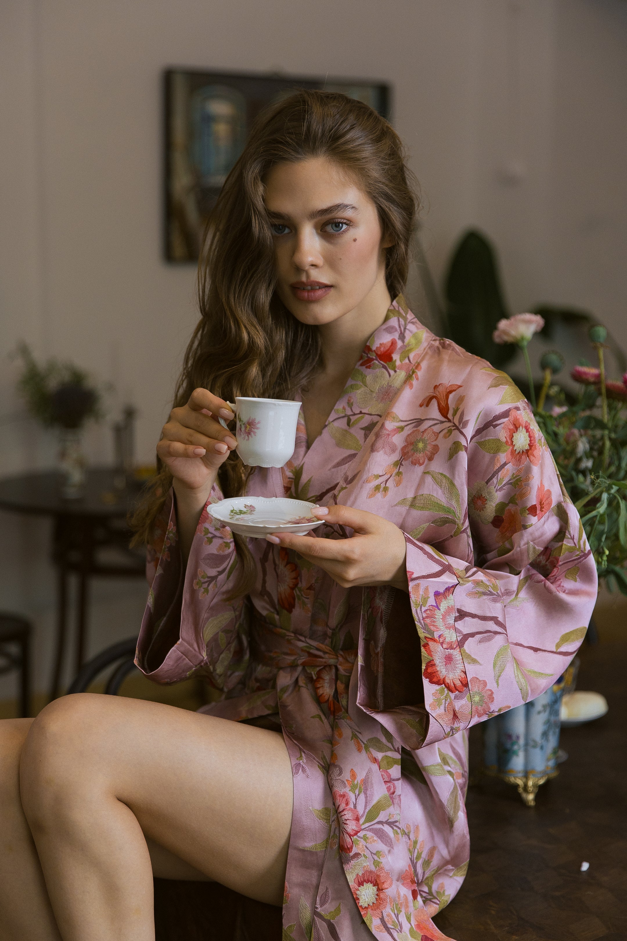 CHINESE STYLE KIMONO WITH PATTERN MAXI