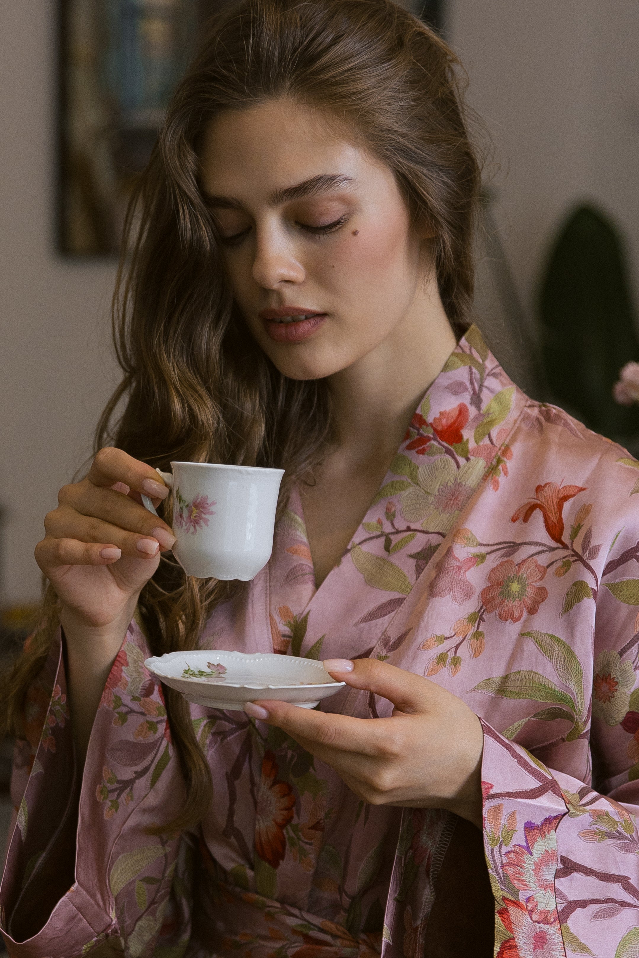 CHINESE STYLE KIMONO WITH PATTERN MAXI