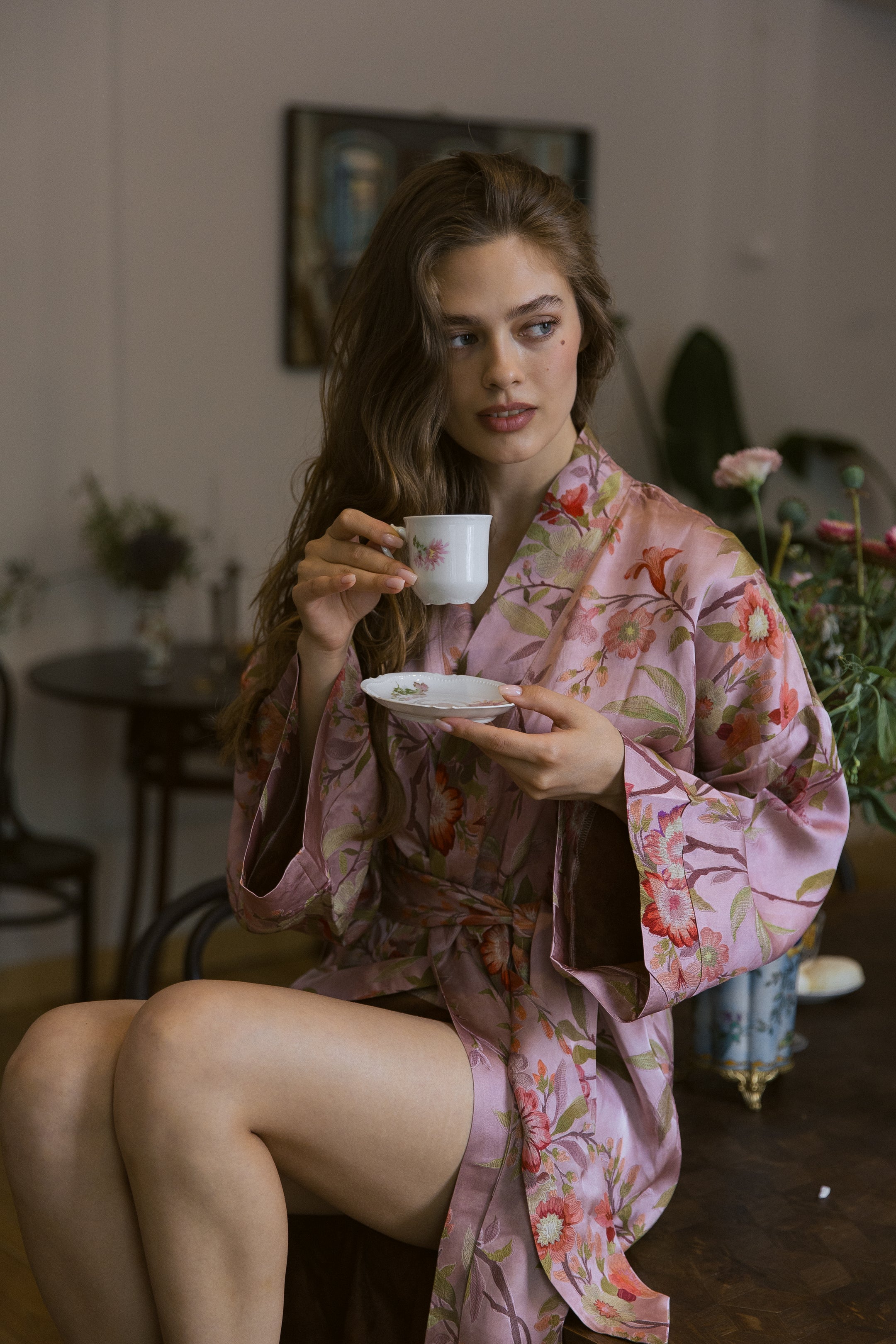 CHINESE STYLE KIMONO WITH PATTERN MAXI