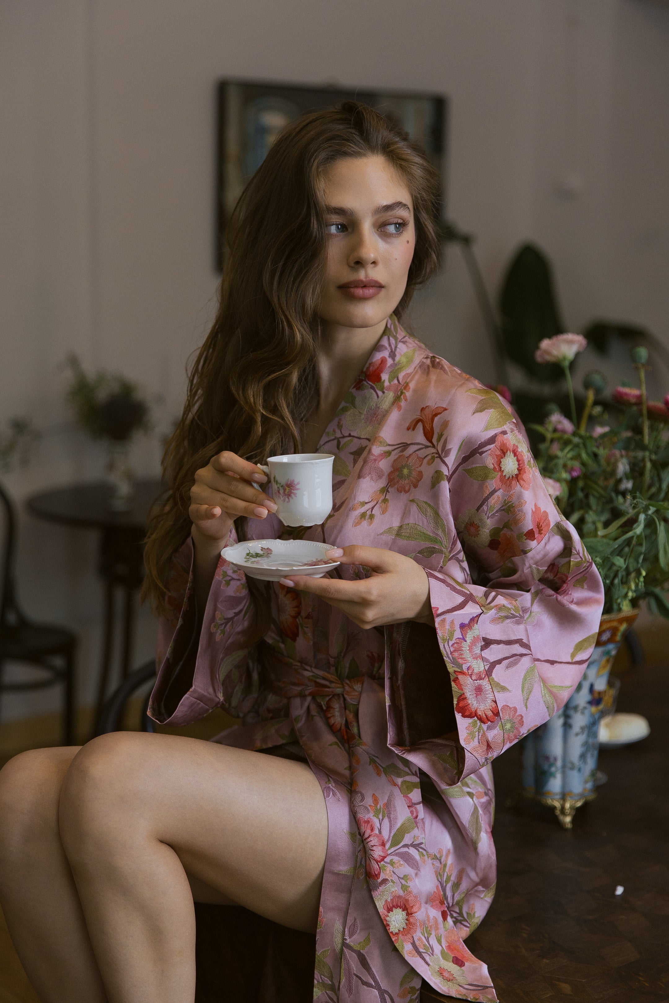 CHINESE STYLE KIMONO WITH PATTERN MAXI