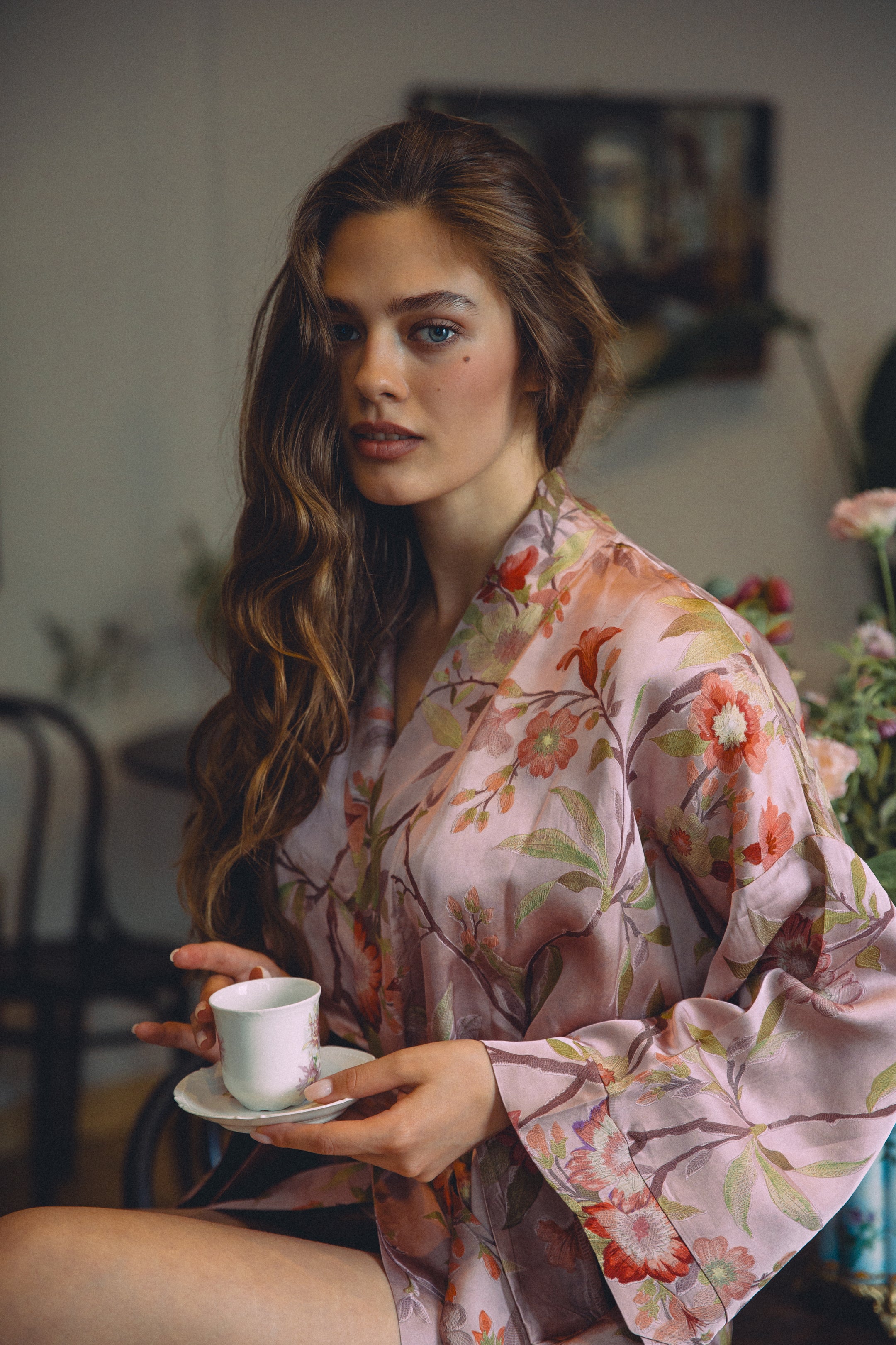 CHINESE STYLE KIMONO WITH PATTERN MAXI