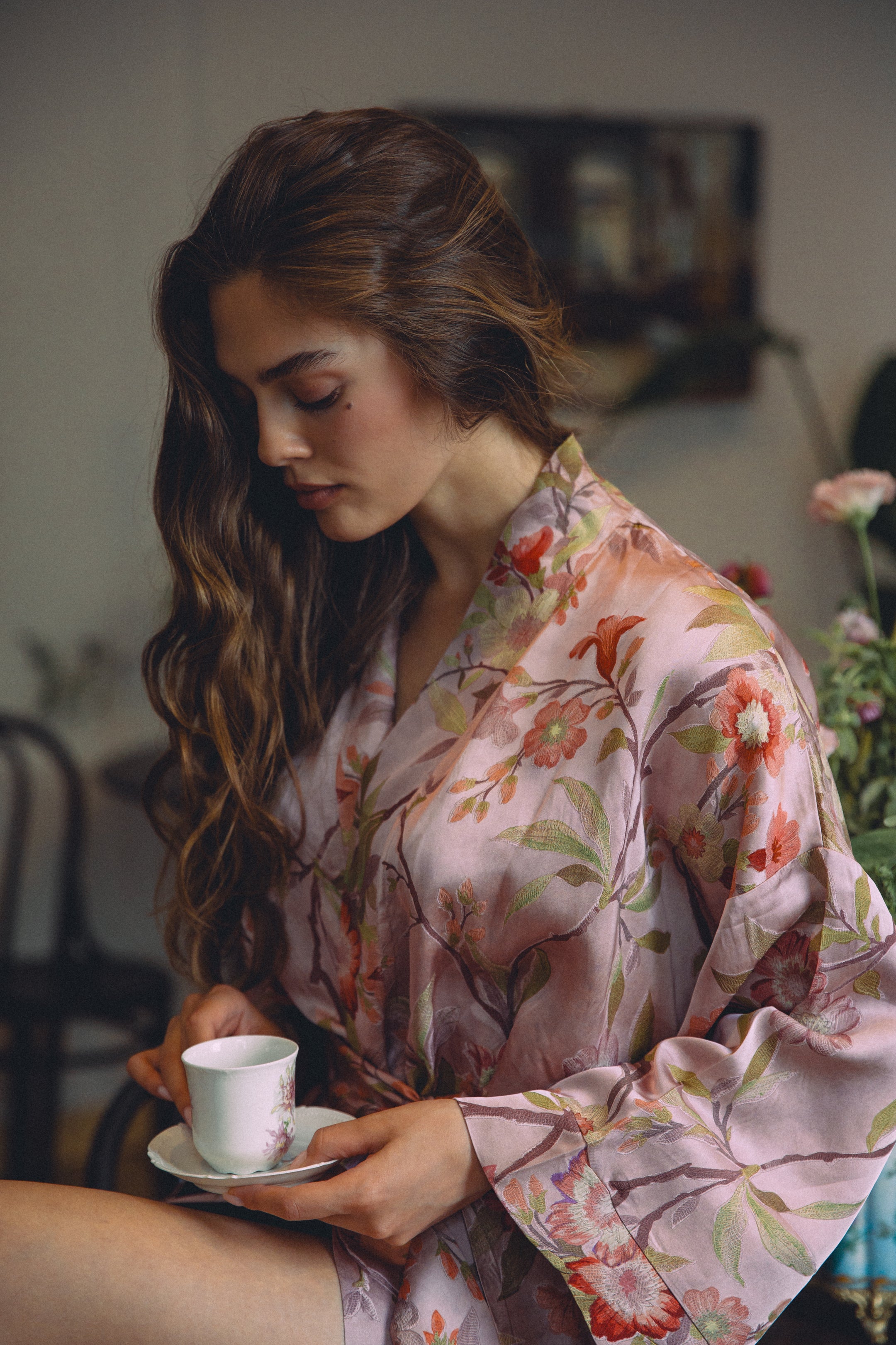 CHINESE STYLE KIMONO WITH PATTERN MAXI