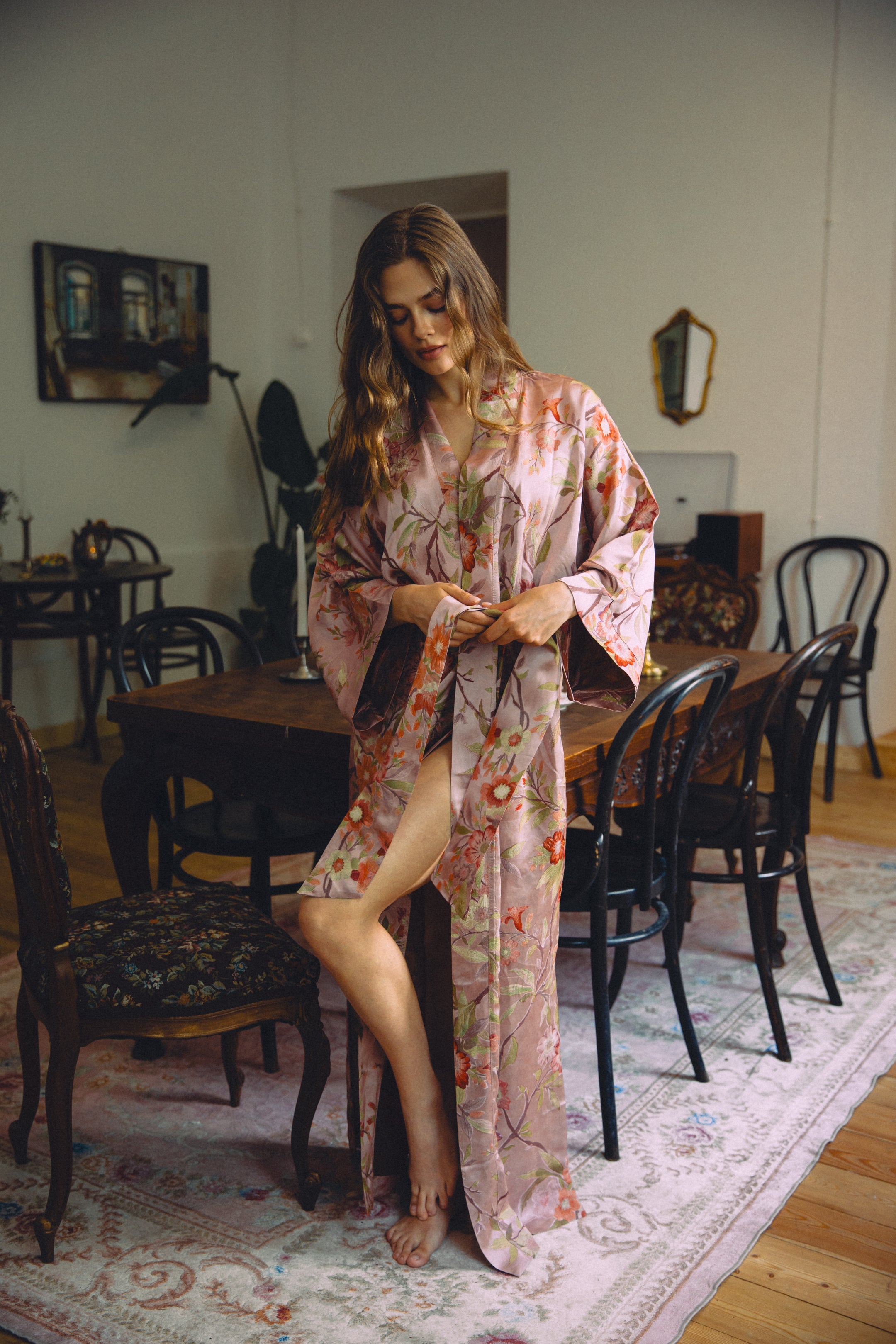 CHINESE STYLE KIMONO WITH PATTERN MAXI