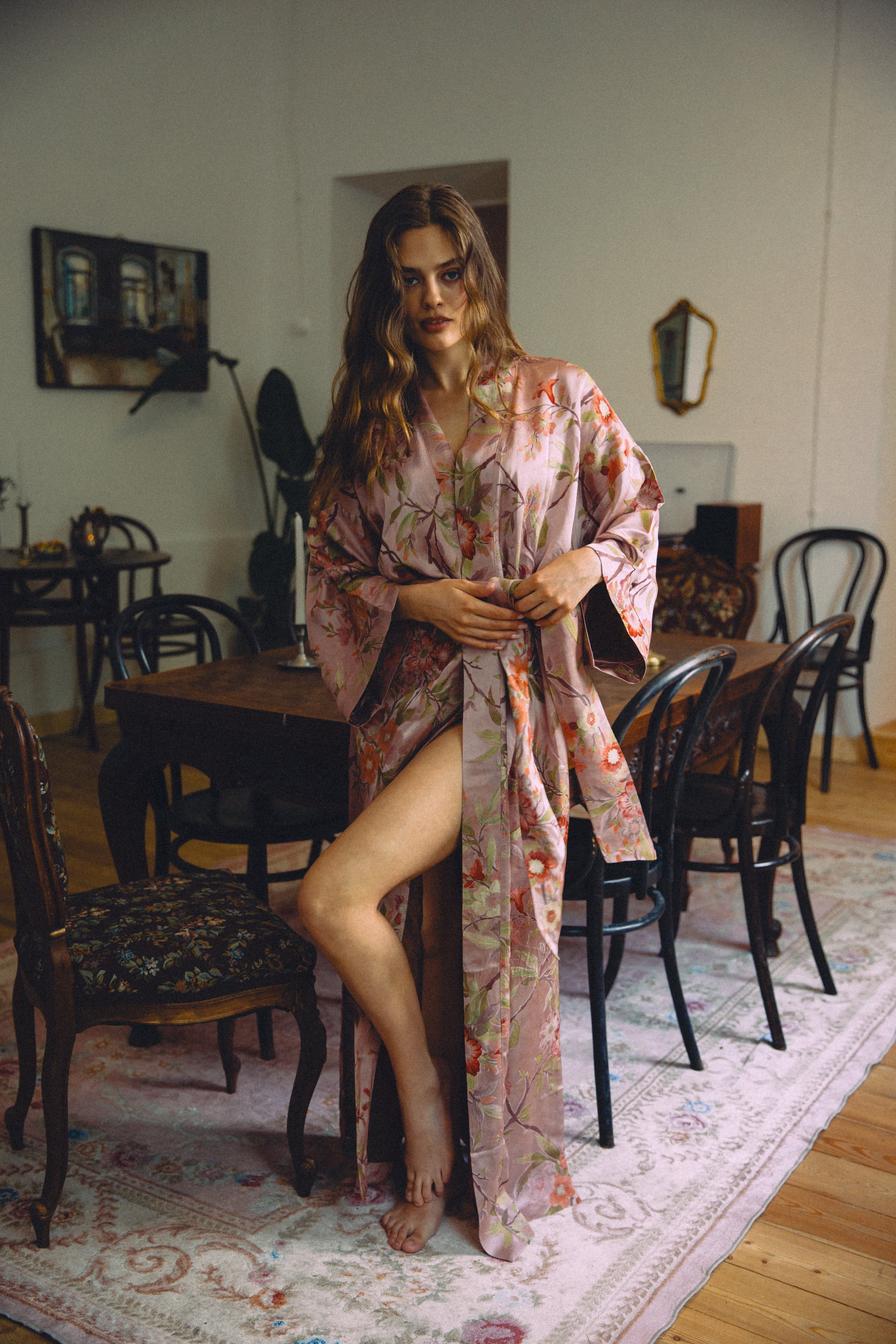 CHINESE STYLE KIMONO WITH PATTERN MAXI