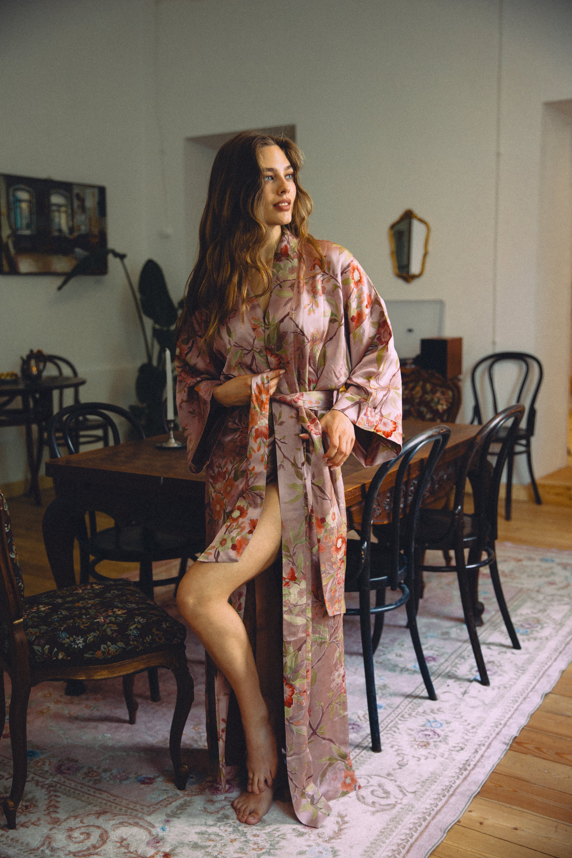 CHINESE STYLE KIMONO WITH PATTERN MAXI