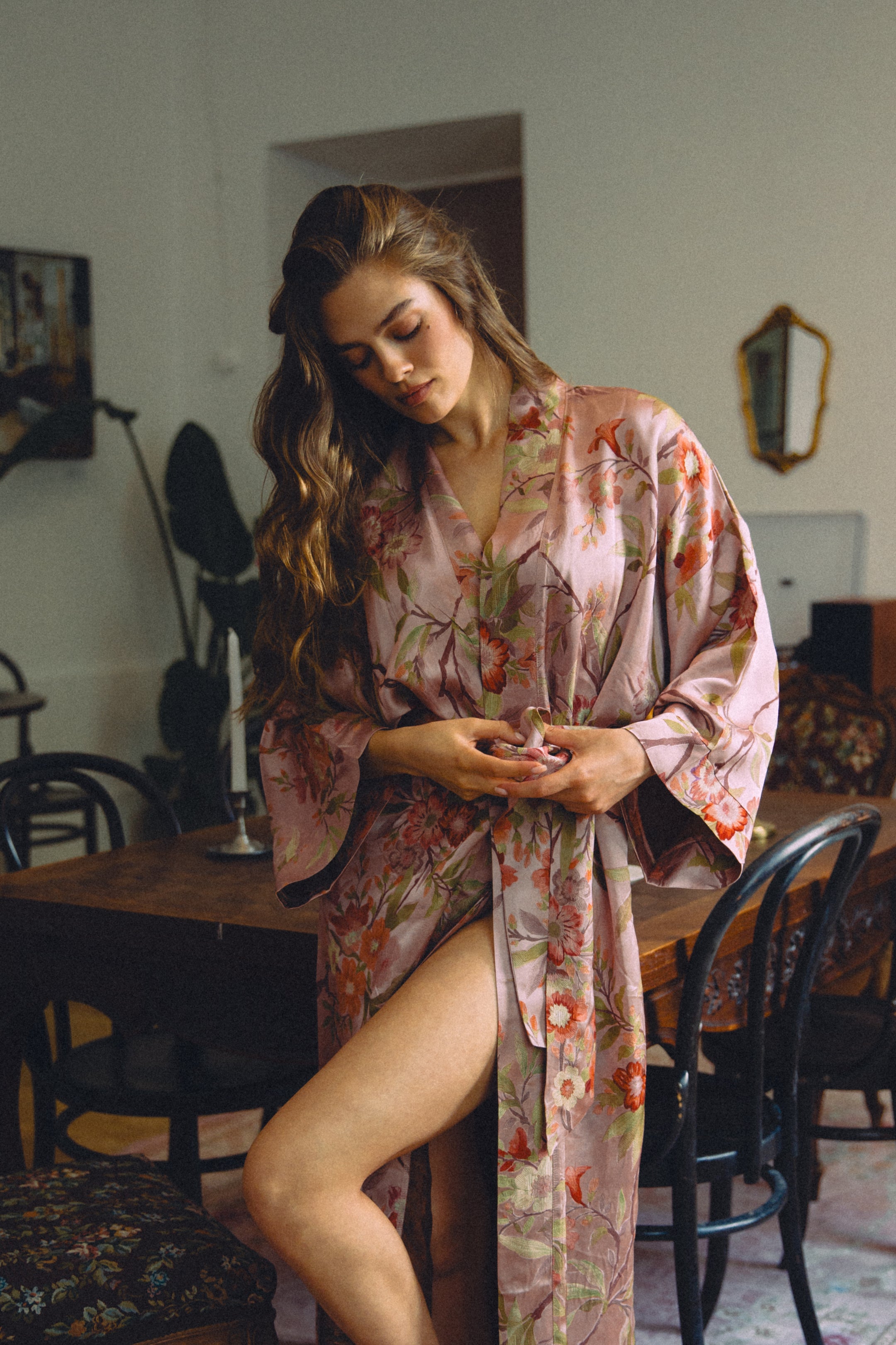 CHINESE STYLE KIMONO WITH PATTERN MAXI