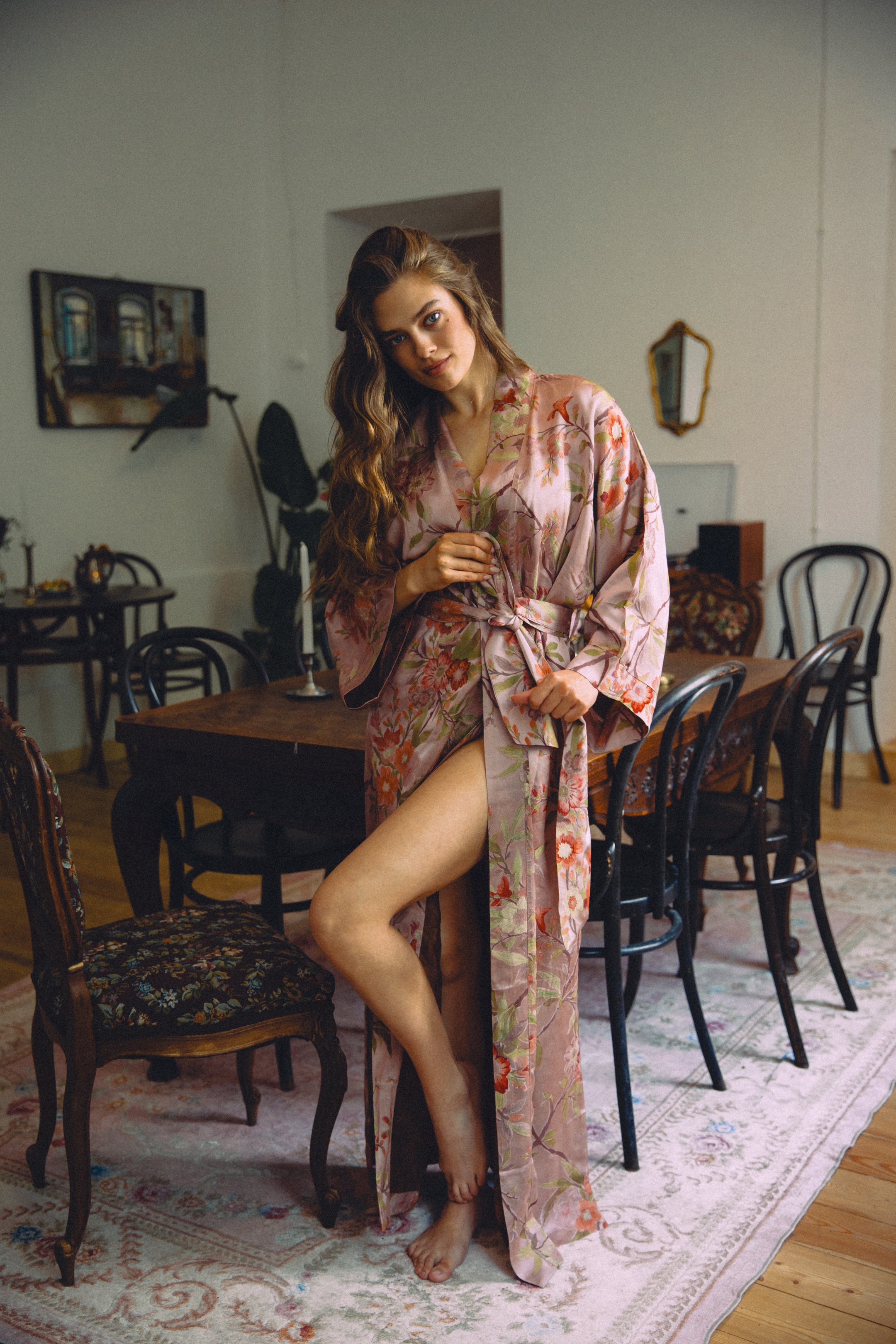 CHINESE STYLE KIMONO WITH PATTERN MAXI