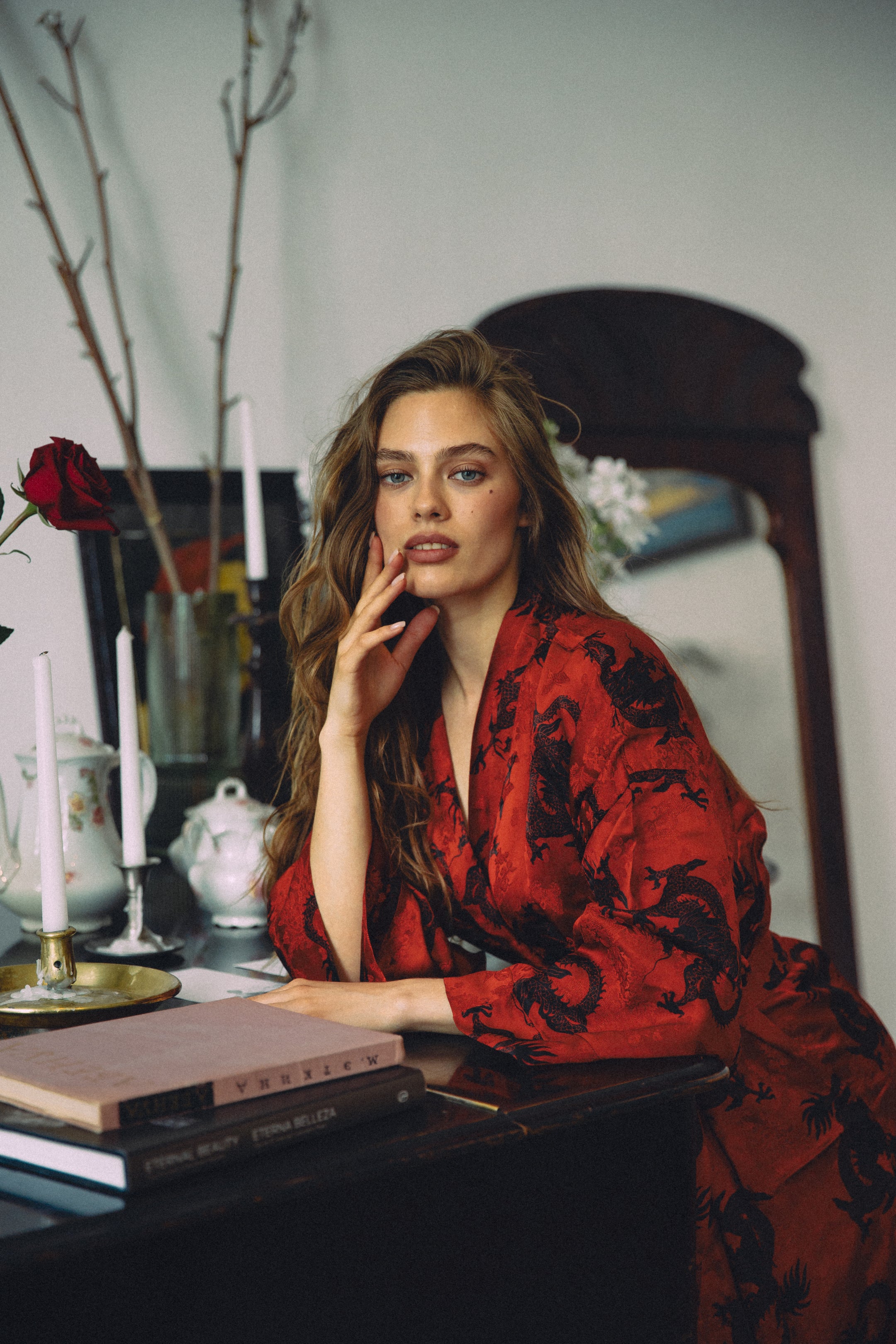 CHINESE STYLE KIMONO WITH PATTERN MAXI