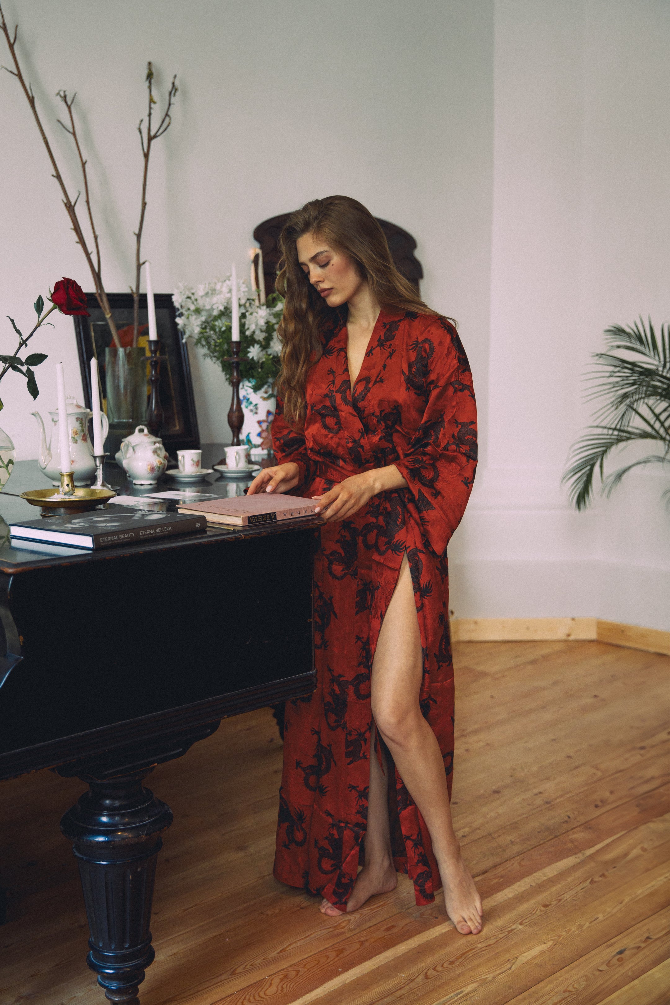 CHINESE STYLE KIMONO WITH PATTERN MAXI