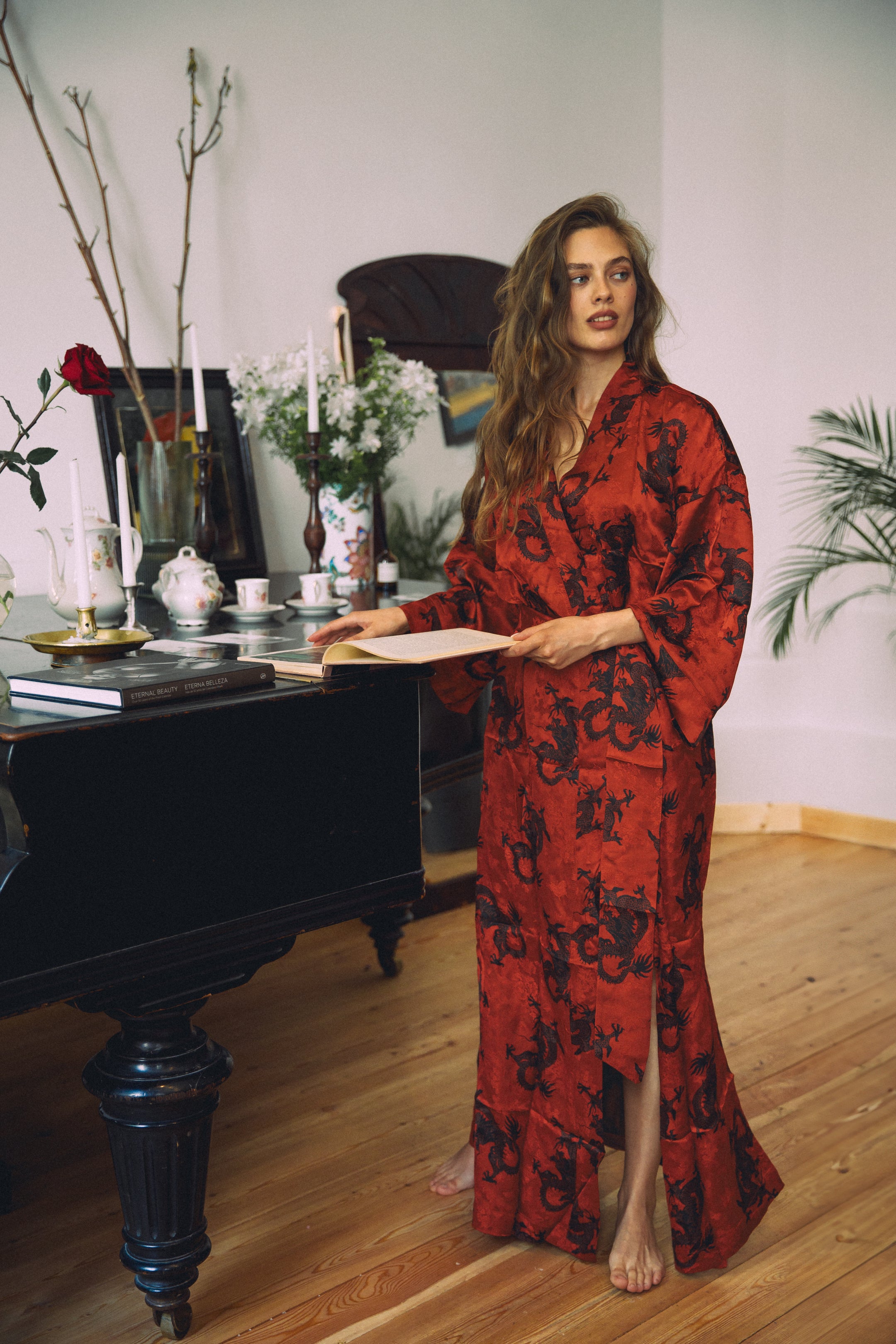 CHINESE STYLE KIMONO WITH PATTERN MAXI