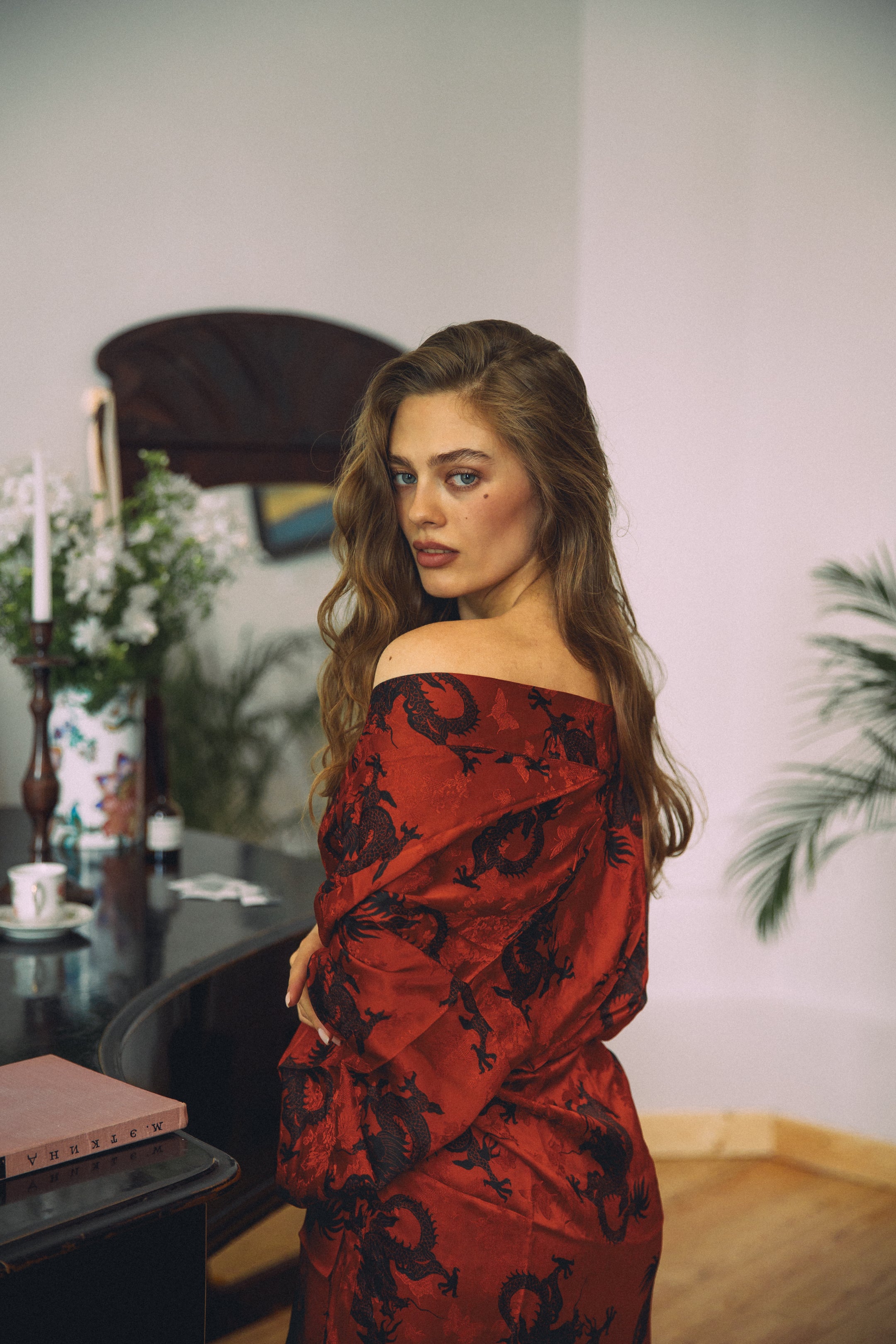 CHINESE STYLE KIMONO WITH PATTERN MAXI